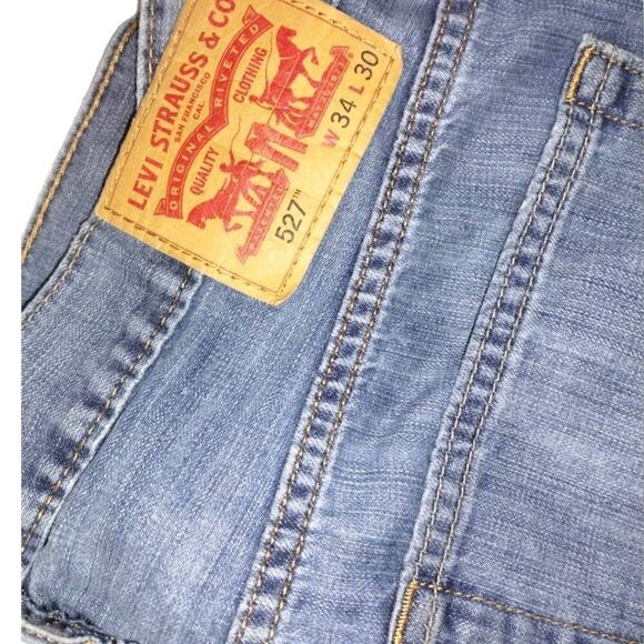 Levis 527 Jeans Sz 34/30 Boot Leg High Rise Faded Weathered Women Men - Picture 6 of 14